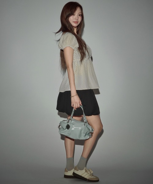 CeLess(セレス)の「Puff Sleeve Dot Peplum / パフスリーブ ドット柄ペプラム(シャツ/ブラウス・レディース・ホワイト/ブラック・FREE)」の8枚目の写真
