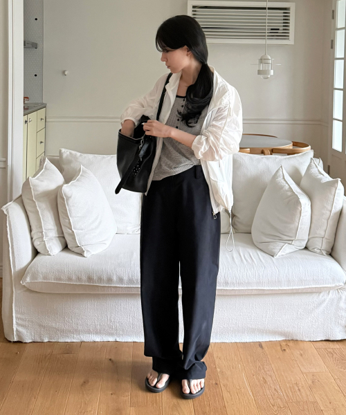 MIND BRIDGE WOMEN（マインドブリッジウーマン）の「[W]カーブド切り替えワイドパンツ - 2カラー（その他パンツ・レディース・ダークネイビー/ライトグレー・55/66/77）」の3枚目の写真