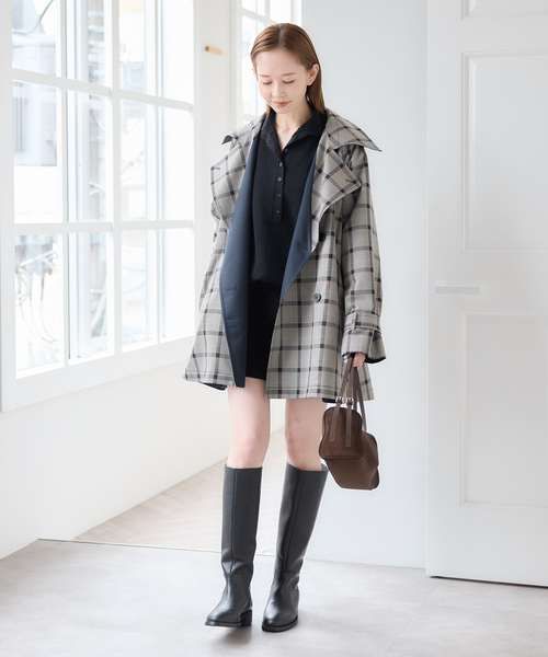 U by SPICK&SPAN(ユーバイスピックアンドスパン)の「フロントボタンニットオールインワン(つなぎ/オールインワン・レディース・ブラック/グレー・FREE)」の5枚目の写真