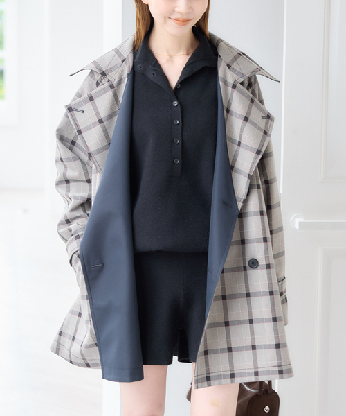U by SPICK&SPAN(ユーバイスピックアンドスパン)の「フロントボタンニットオールインワン(つなぎ/オールインワン・レディース・ブラック/グレー・FREE)」の8枚目の写真