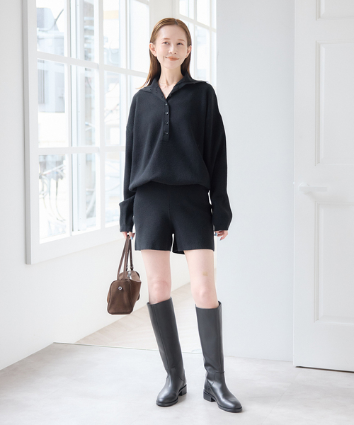 U by SPICK&SPAN(ユーバイスピックアンドスパン)の「フロントボタンニットオールインワン(つなぎ/オールインワン・レディース・ブラック/グレー・FREE)」の11枚目の写真