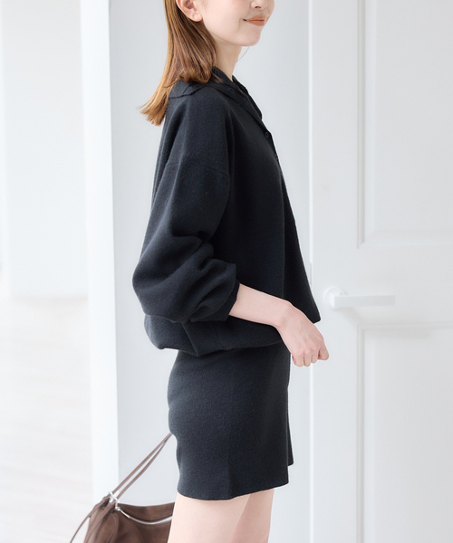 U by SPICK&SPAN(ユーバイスピックアンドスパン)の「フロントボタンニットオールインワン(つなぎ/オールインワン・レディース・ブラック/グレー・FREE)」の15枚目の写真