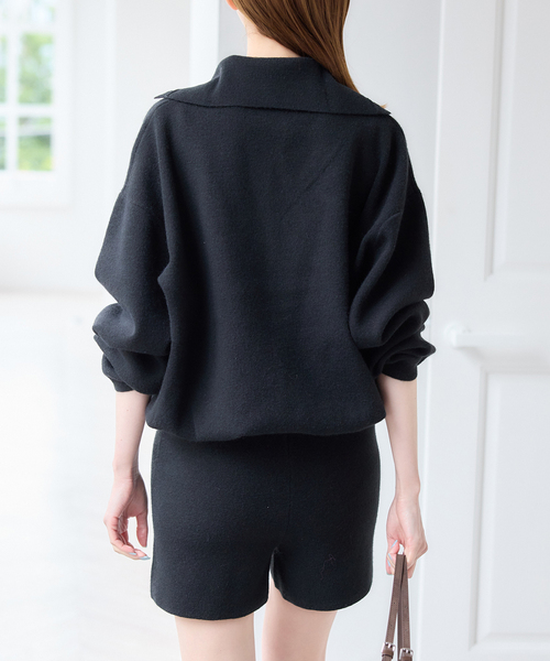 U by SPICK&SPAN(ユーバイスピックアンドスパン)の「フロントボタンニットオールインワン(つなぎ/オールインワン・レディース・ブラック/グレー・FREE)」の16枚目の写真