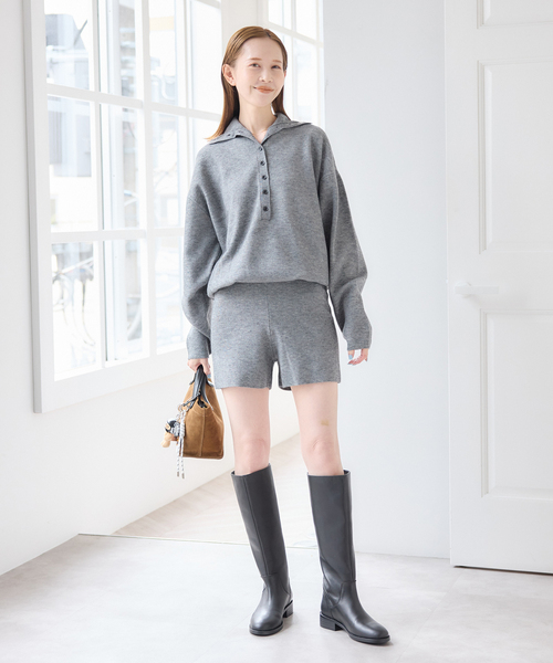U by SPICK&SPAN(ユーバイスピックアンドスパン)の「フロントボタンニットオールインワン(つなぎ/オールインワン・レディース・ブラック/グレー・FREE)」の19枚目の写真