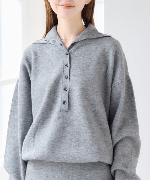 U by SPICK&SPAN(ユーバイスピックアンドスパン)の「フロントボタンニットオールインワン(つなぎ/オールインワン・レディース・ブラック/グレー・FREE)」の22枚目の写真