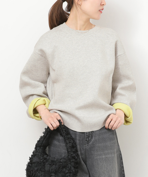 JOURNAL STANDARD relume(ジャーナルスタンダード レリューム)の「《WEB限定追加 / 新色》ダブルニットコントラストプルオーバー(ニット/セーター・レディース・グレー/ネイビー/ブラウン/アイボリー・FREE)」の2枚目の写真