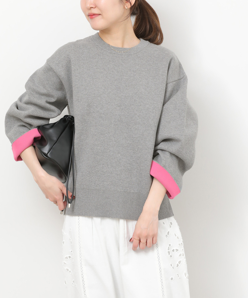 JOURNAL STANDARD relume(ジャーナルスタンダード レリューム)の「《WEB限定追加 / 新色》ダブルニットコントラストプルオーバー(ニット/セーター・レディース・グレー/ネイビー/ブラウン/アイボリー・FREE)」の9枚目の写真