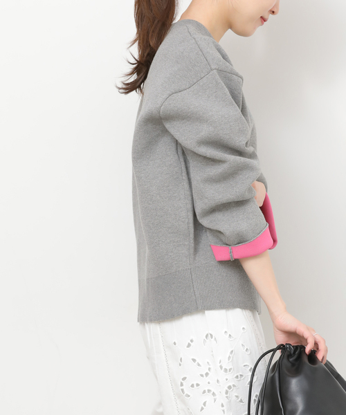 JOURNAL STANDARD relume(ジャーナルスタンダード レリューム)の「《WEB限定追加 / 新色》ダブルニットコントラストプルオーバー(ニット/セーター・レディース・グレー/ネイビー/ブラウン/アイボリー・FREE)」の10枚目の写真