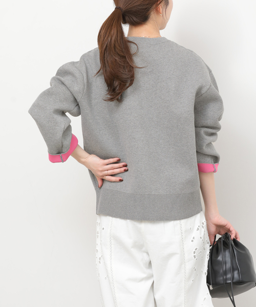 JOURNAL STANDARD relume(ジャーナルスタンダード レリューム)の「《WEB限定追加 / 新色》ダブルニットコントラストプルオーバー(ニット/セーター・レディース・グレー/ネイビー/ブラウン/アイボリー・FREE)」の11枚目の写真