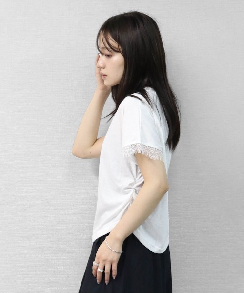 THE CELL.(ザセルドット)の「レース付き ドルマンTシャツ(Tシャツ/カットソー・レディース・ブラック/オフホワイト・FREE)」の5枚目の写真
