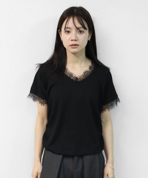 THE CELL.(ザセルドット)の「レース付き ドルマンTシャツ(Tシャツ/カットソー・レディース・ブラック/オフホワイト・FREE)」の11枚目の写真