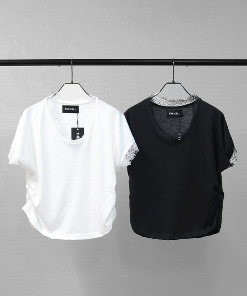 THE CELL.(ザセルドット)の「レース付き ドルマンTシャツ(Tシャツ/カットソー・レディース・ブラック/オフホワイト・FREE)」の15枚目の写真