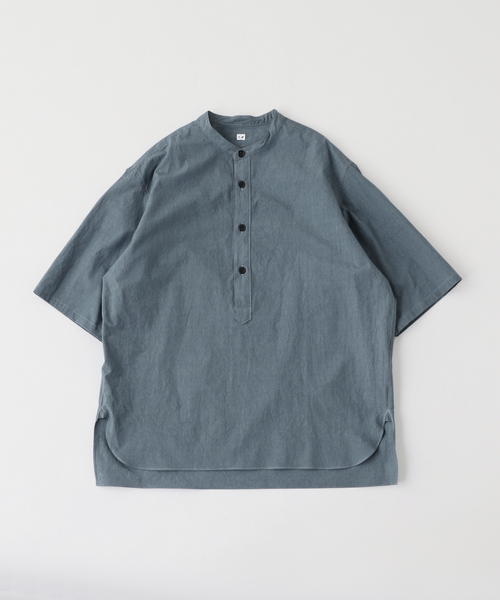 Ets.MATERIAUX(マテリオ)の「ETS.MATERIAUX(マテリオ) Sulfur Dyed スタンドシャツ(シャツ/ブラウス・メンズ・サックスブルー/カーキ/ホワイト・3/2)」の3枚目の写真