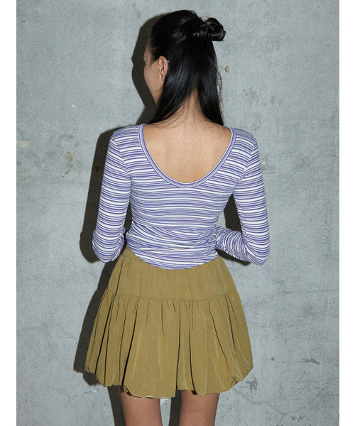 MORVE13(モルブ13)の「デュアルストライプTシャツ(オリーブカーキ)(Tシャツ/カットソー・レディース・オリーブ/パープル/ブラック・FREE)」の5枚目の写真