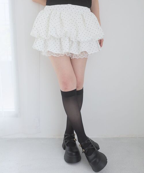 MAJESTIC LEGON(マジェスティックレゴン)の「裾レースバルーンミニスカパン(スカート・レディース・ホワイト系その他2/ブラック/アイボリー・MEDIUM)」の14枚目の写真