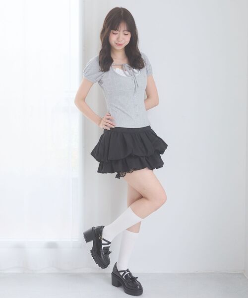 MAJESTIC LEGON(マジェスティックレゴン)の「裾レースバルーンミニスカパン(スカート・レディース・ホワイト系その他2/ブラック/アイボリー・MEDIUM)」の17枚目の写真
