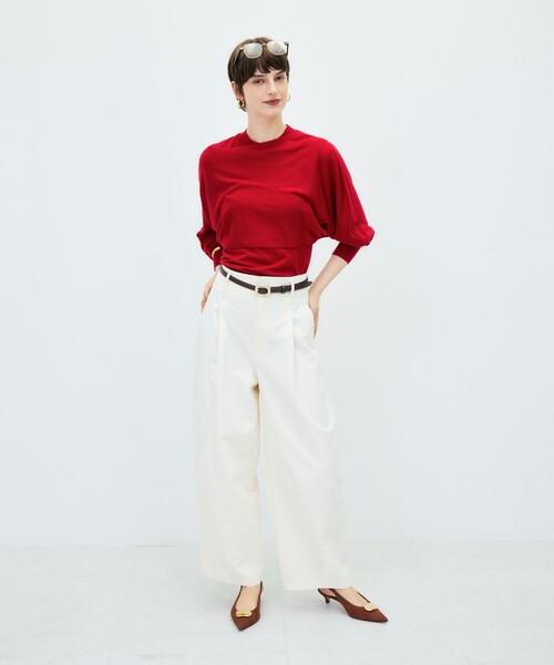 NOLLEY’S Sophi(ノーリーズソフィ)の「ノースリーブハイネック+ポンチョセット(ニット/セーター・レディース・ダークブラウン/サックスブルー/レッド・38)」の5枚目の写真