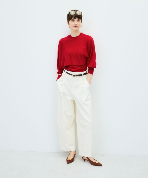 NOLLEY’S Sophi(ノーリーズソフィ)の「ノースリーブハイネック+ポンチョセット(ニット/セーター・レディース・ダークブラウン/サックスブルー/レッド・38)」の6枚目の写真