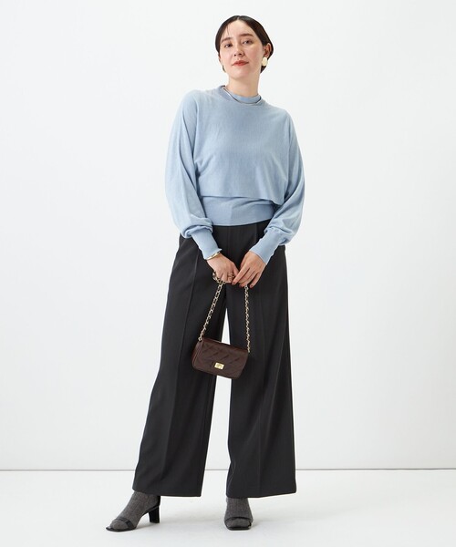 NOLLEY’S Sophi(ノーリーズソフィ)の「ノースリーブハイネック+ポンチョセット(ニット/セーター・レディース・ダークブラウン/サックスブルー/レッド・38)」の11枚目の写真