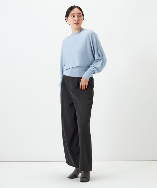 NOLLEY’S Sophi(ノーリーズソフィ)の「ノースリーブハイネック+ポンチョセット(ニット/セーター・レディース・ダークブラウン/サックスブルー/レッド・38)」の12枚目の写真