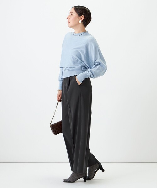 NOLLEY’S Sophi(ノーリーズソフィ)の「ノースリーブハイネック+ポンチョセット(ニット/セーター・レディース・ダークブラウン/サックスブルー/レッド・38)」の13枚目の写真
