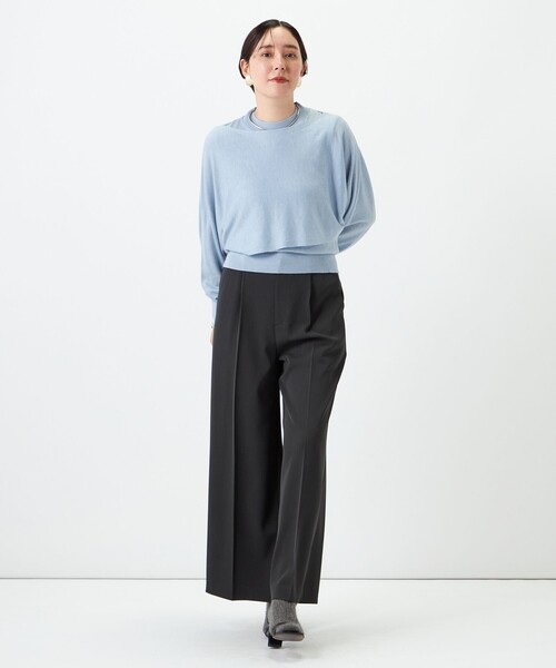 NOLLEY’S Sophi(ノーリーズソフィ)の「ノースリーブハイネック+ポンチョセット(ニット/セーター・レディース・ダークブラウン/サックスブルー/レッド・38)」の18枚目の写真