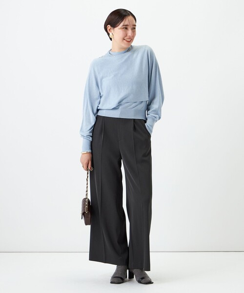NOLLEY’S Sophi(ノーリーズソフィ)の「ノースリーブハイネック+ポンチョセット(ニット/セーター・レディース・ダークブラウン/サックスブルー/レッド・38)」の19枚目の写真