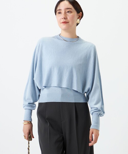 NOLLEY’S Sophi(ノーリーズソフィ)の「ノースリーブハイネック+ポンチョセット(ニット/セーター・レディース・ダークブラウン/サックスブルー/レッド・38)」の20枚目の写真