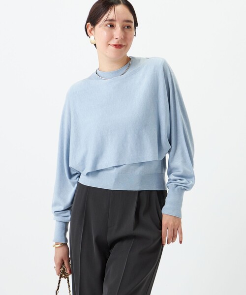 NOLLEY’S Sophi(ノーリーズソフィ)の「ノースリーブハイネック+ポンチョセット(ニット/セーター・レディース・ダークブラウン/サックスブルー/レッド・38)」の21枚目の写真