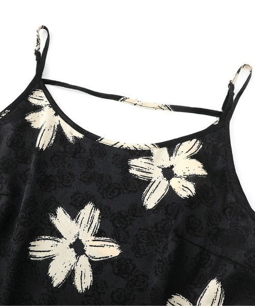 LA POMME petit(ラポミ・プチ)の「Painterly Floral Slip Dress/ペイントフローラル柄スリップドレス(ワンピース・レディース・ブラック・FREE)」の3枚目の写真