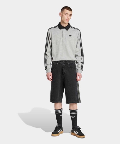 adidas（アディダス）の「アディカラーラグビーポロシャツ /  アディダスオリジナルス adidas Originals（ポロシャツ・メンズ・グレー・LARGE/3XL/X-LARGE/X-SMALL/SMALL/MEDIUM/XX-LARGE）」の3枚目の写真