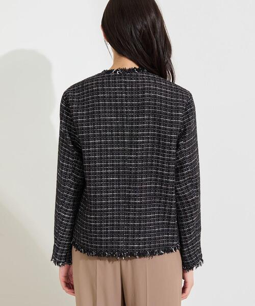 INDIVI(インディヴィ)の「【華やか/着回し力◎】上品ツイードVネックジャケット(ノーカラージャケット・レディース・サックスブルー系3/ブラック系3/ホワイト系6・13/15 /36/38/40/05/19)」の19枚目の写真
