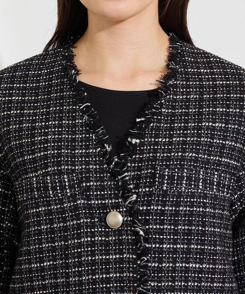 INDIVI(インディヴィ)の「【華やか/着回し力◎】上品ツイードVネックジャケット(ノーカラージャケット・レディース・サックスブルー系3/ブラック系3/ホワイト系6・13/15 /36/38/40/05/19)」の20枚目の写真