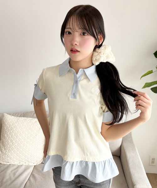 WEGO(ウィゴー)の「WEGO/ヘムフリルシャツドッキングTシャツ(Tシャツ/カットソー・レディース・グレー/アイボリー/ブラック・FREE)」の10枚目の写真
