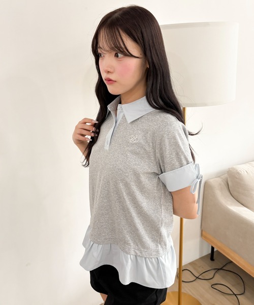 WEGO(ウィゴー)の「WEGO/ヘムフリルシャツドッキングTシャツ(Tシャツ/カットソー・レディース・グレー/アイボリー/ブラック・FREE)」の18枚目の写真