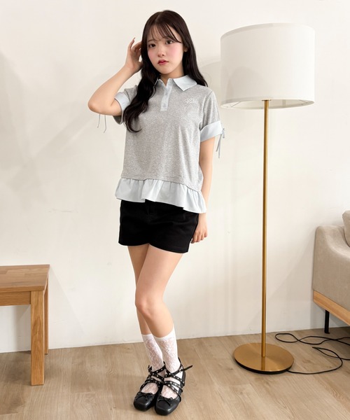 WEGO(ウィゴー)の「WEGO/ヘムフリルシャツドッキングTシャツ(Tシャツ/カットソー・レディース・グレー/アイボリー/ブラック・FREE)」の20枚目の写真