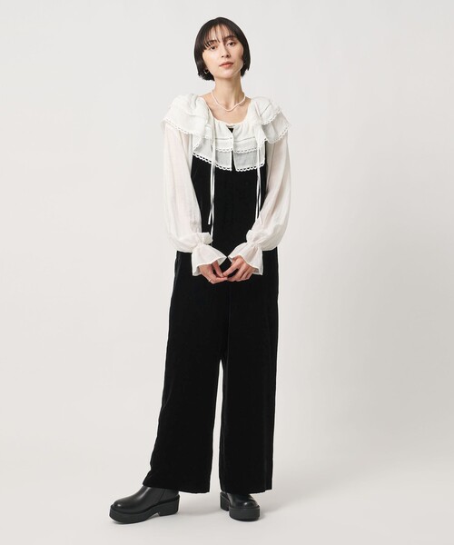 UNITED ARROWS(ユナイテッドアローズ)の「ベルベット サロペットパンツ(サロペット/オーバーオール・レディース・ネイビー/ブラック・38/36)」の8枚目の写真