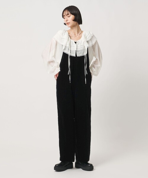 UNITED ARROWS(ユナイテッドアローズ)の「ベルベット サロペットパンツ(サロペット/オーバーオール・レディース・ネイビー/ブラック・38/36)」の9枚目の写真