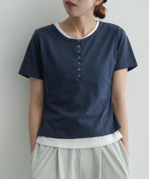 URBAN RESEARCH Sonny Label(アーバンリサーチサニーレーベル)の「レイヤードライクヘンリーネックプルオーバー(Tシャツ/カットソー・レディース・ボルドー/ネイビー/ブラック・FREE)」の2枚目の写真