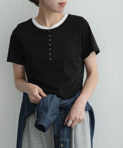 URBAN RESEARCH Sonny Label(アーバンリサーチサニーレーベル)の「レイヤードライクヘンリーネックプルオーバー(Tシャツ/カットソー・レディース・ボルドー/ネイビー/ブラック・FREE)」の5枚目の写真