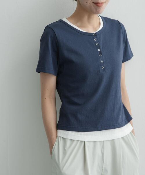URBAN RESEARCH Sonny Label(アーバンリサーチサニーレーベル)の「レイヤードライクヘンリーネックプルオーバー(Tシャツ/カットソー・レディース・ボルドー/ネイビー/ブラック・FREE)」の17枚目の写真