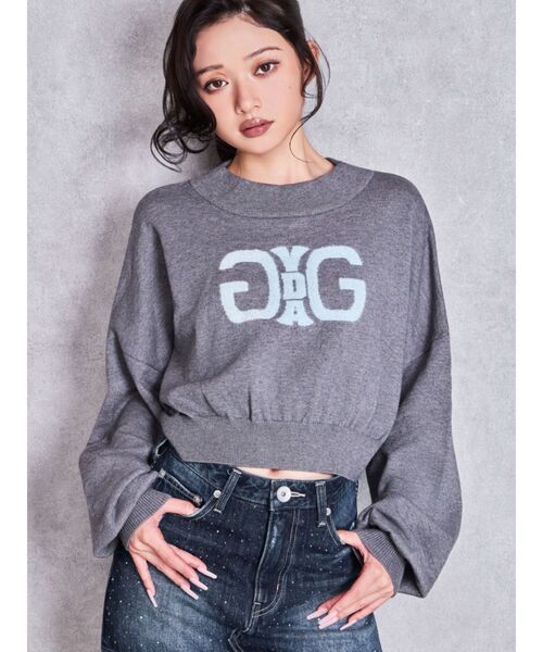 GYDA(ジェイダ)の「SymmetryGYDAインターシャニットトップス(ニット/セーター・レディース・オフホワイト/ブラック/チャコールグレー・FREE)」の3枚目の写真