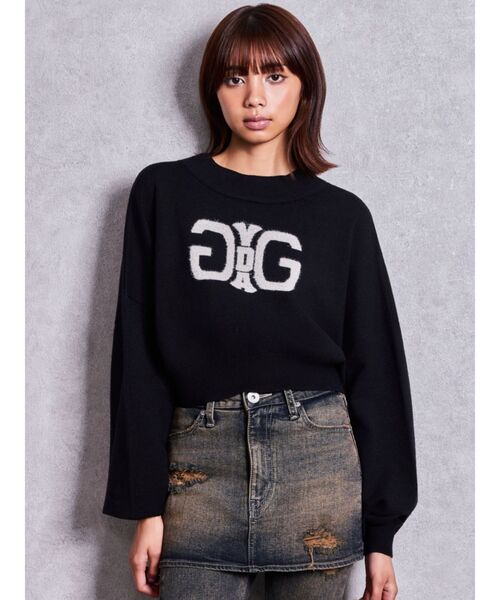 GYDA(ジェイダ)の「SymmetryGYDAインターシャニットトップス(ニット/セーター・レディース・オフホワイト/ブラック/チャコールグレー・FREE)」の5枚目の写真