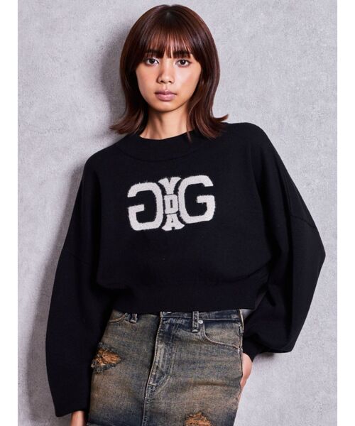 GYDA(ジェイダ)の「SymmetryGYDAインターシャニットトップス(ニット/セーター・レディース・オフホワイト/ブラック/チャコールグレー・FREE)」の6枚目の写真