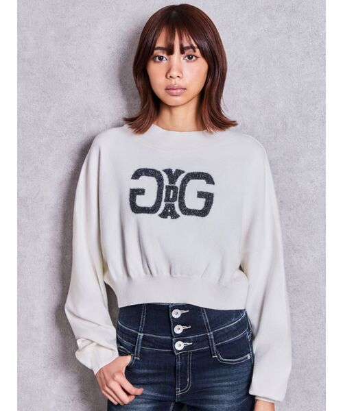 GYDA(ジェイダ)の「SymmetryGYDAインターシャニットトップス(ニット/セーター・レディース・オフホワイト/ブラック/チャコールグレー・FREE)」の11枚目の写真