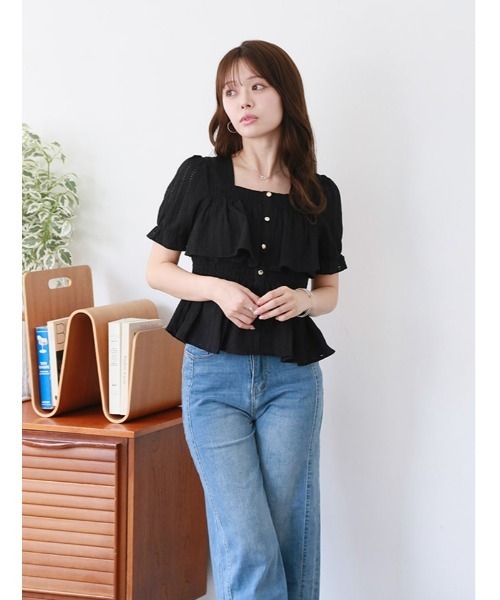 fifth(フィフス)の「スクエアネックティアードデザインカットソー(Tシャツ/カットソー・レディース・ホワイト/ブラック・M)」の5枚目の写真