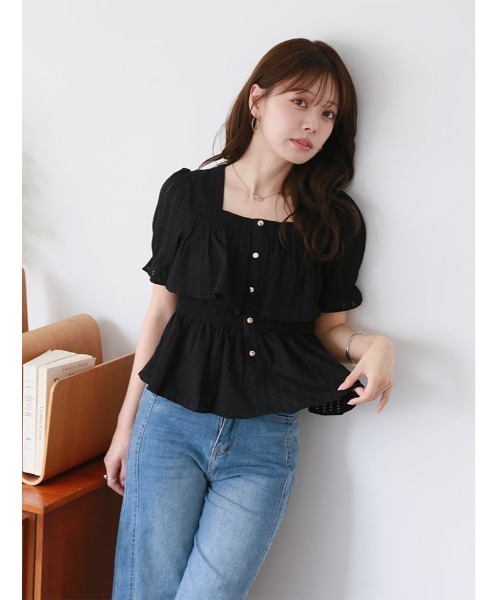 fifth(フィフス)の「スクエアネックティアードデザインカットソー(Tシャツ/カットソー・レディース・ホワイト/ブラック・M)」の7枚目の写真
