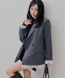 裾レースダブルジャケット