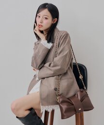 裾レースダブルジャケット