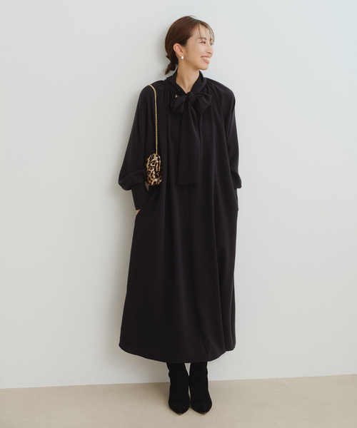 VERMEIL par iena(ヴェルメイユパーイエナ)の「《追加3》2WAY ボウタイワンピース(ワンピース・レディース・カーキ/ネイビー・FREE)」の2枚目の写真